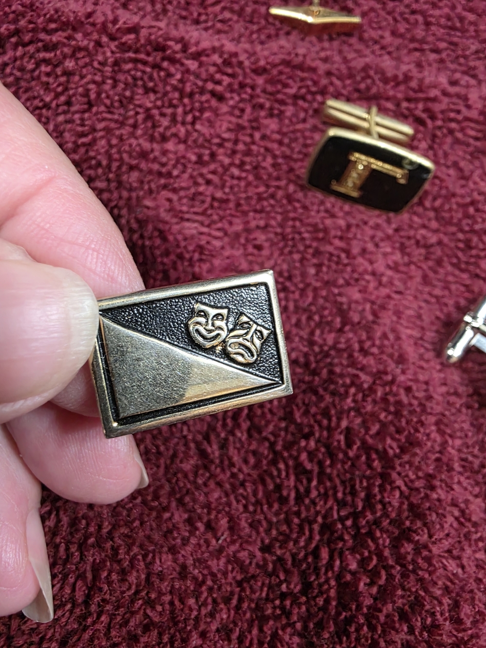 Gold Theatrical Masks Rectangular Cufflinks - Unbranded
